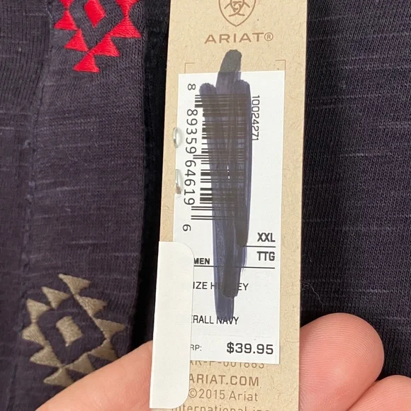 NWT Ariat Navy Maize Henley Top, XXL - Picture 3 of 6